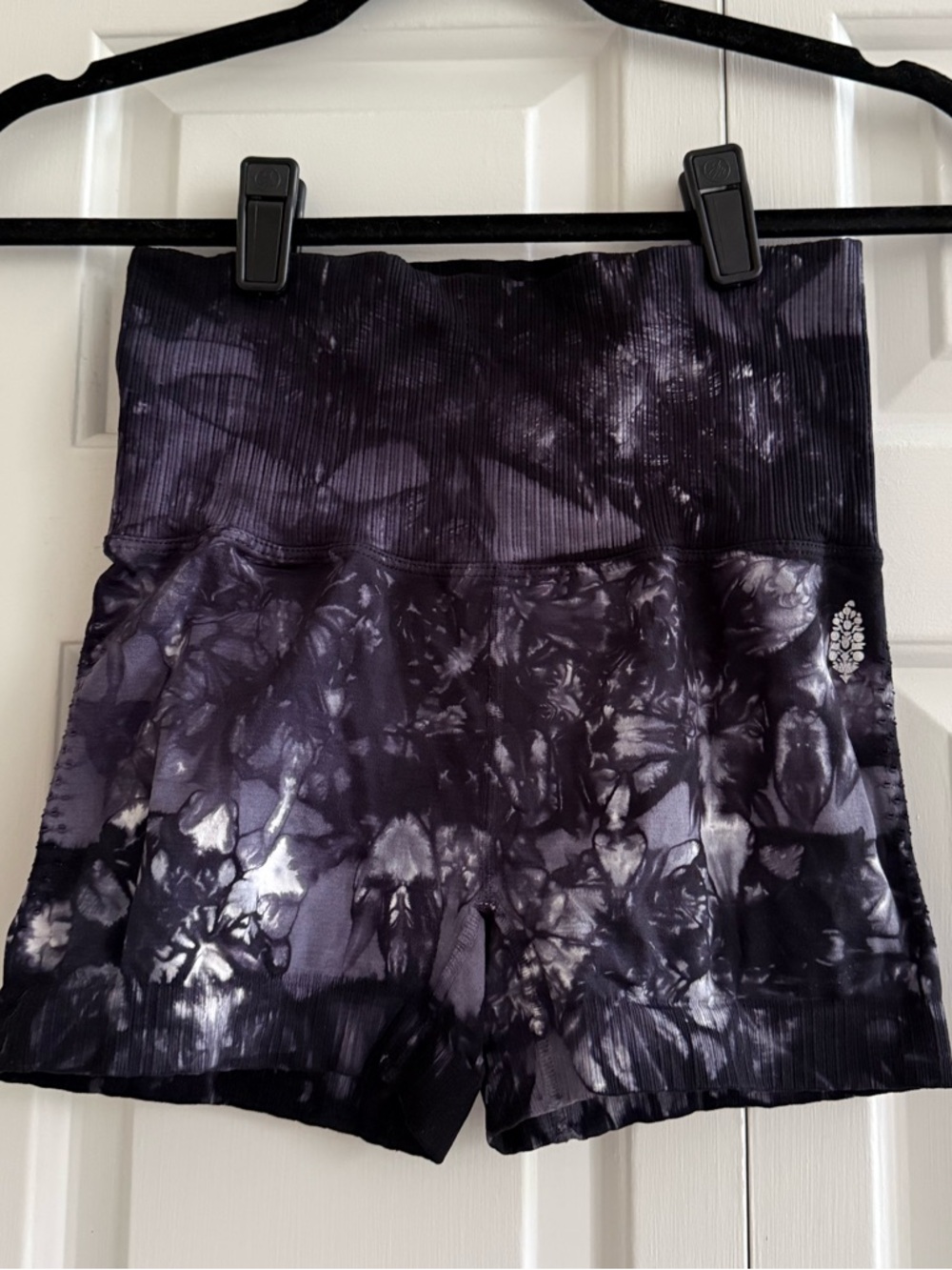 Free People Black and Purple Tie-Dye Bike Shorts